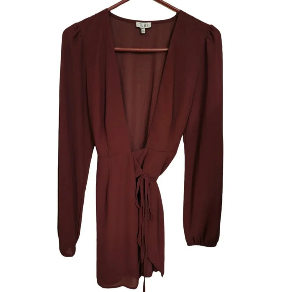 TOBI Burgundy wrap dress - Picture 1 of 8